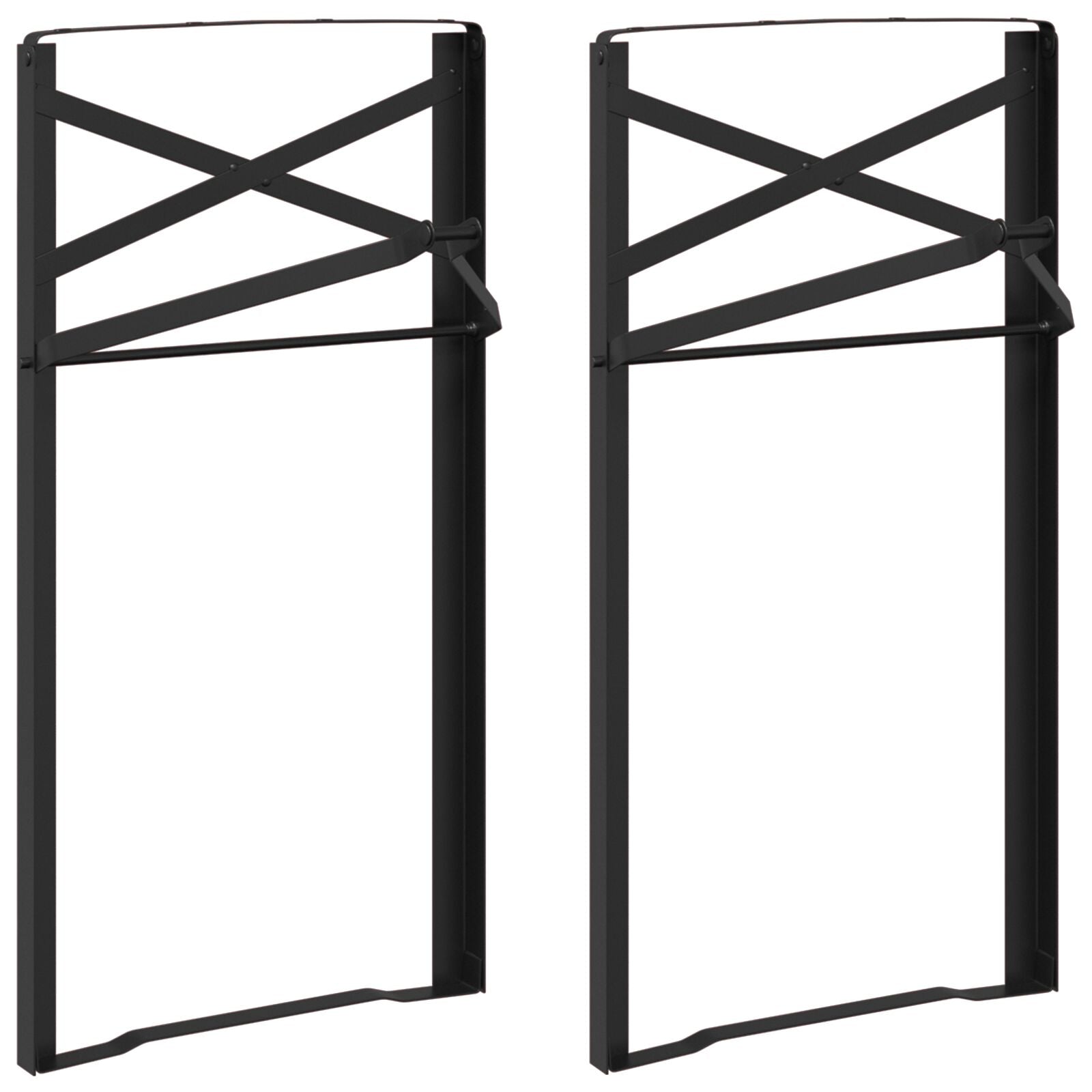 Beer Table Legs 2 pcs Foldable Black Powder-coated Steel