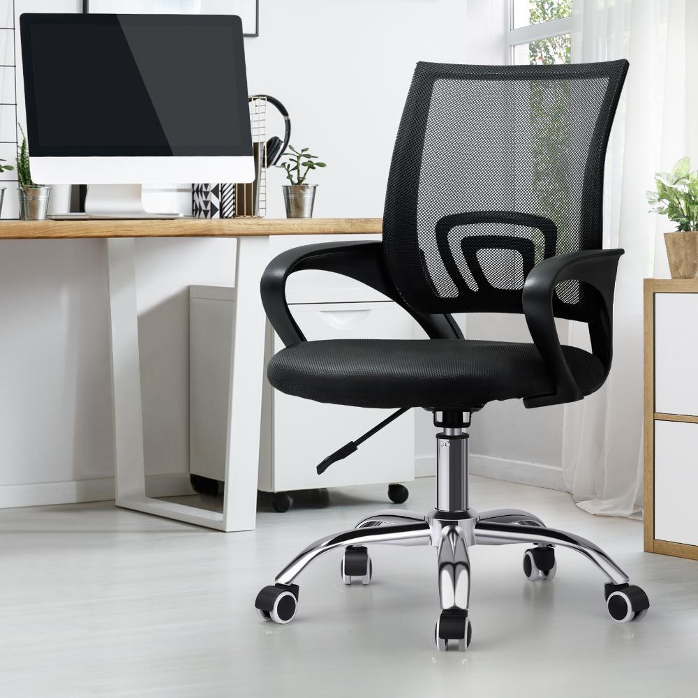 Office Chair with Casters Swivel Armrests Black