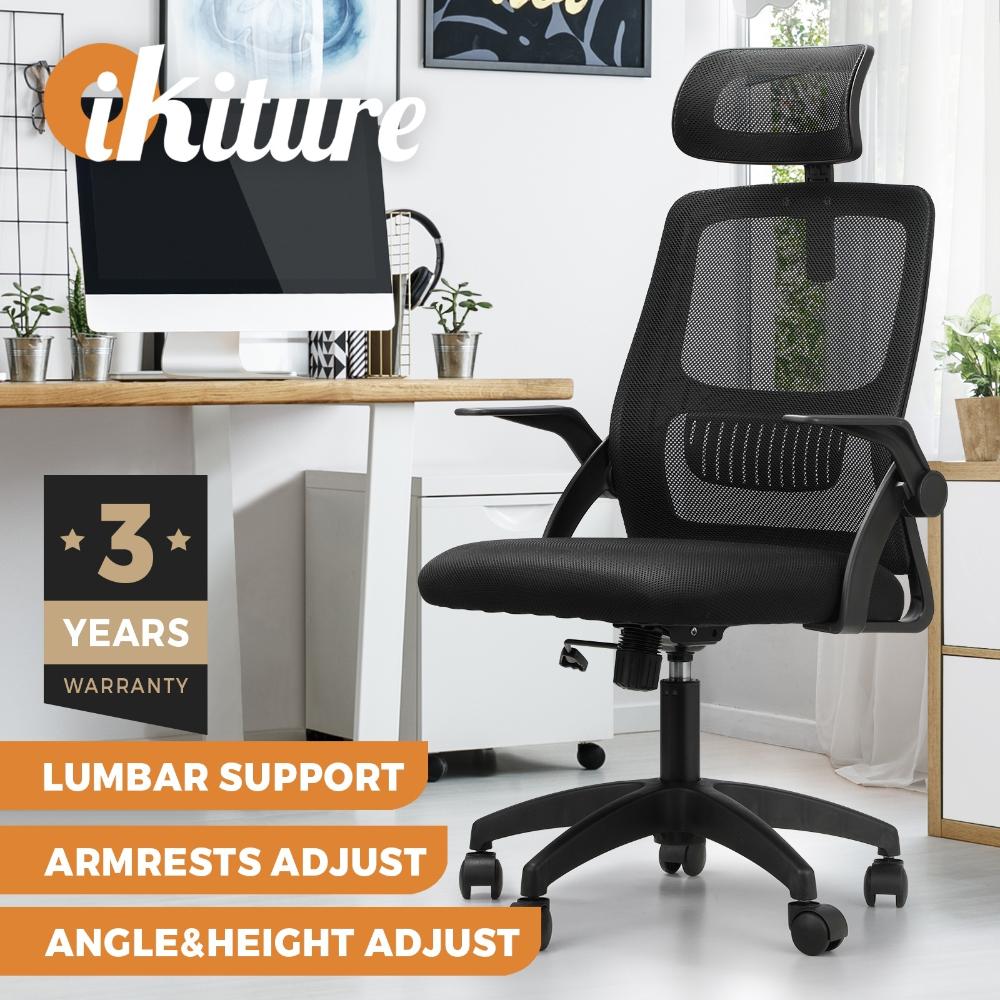 Office Chair with Mesh Headrest Backrest Black