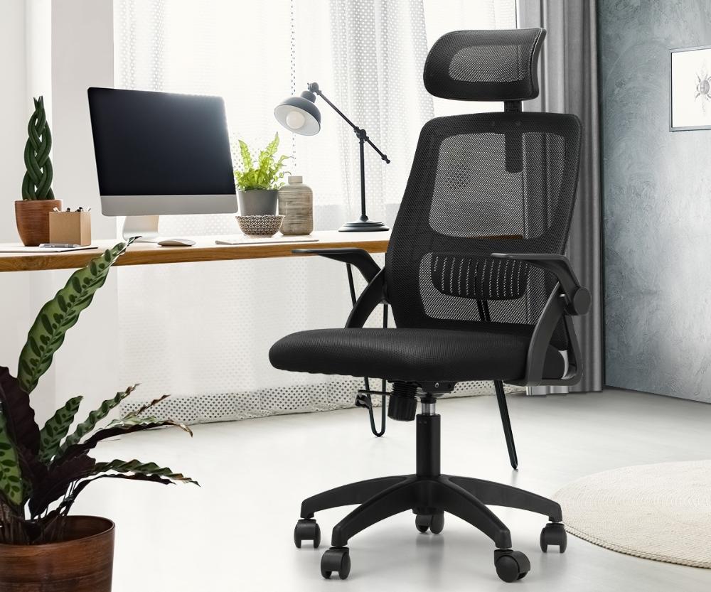 Office Chair with Mesh Headrest Backrest Black