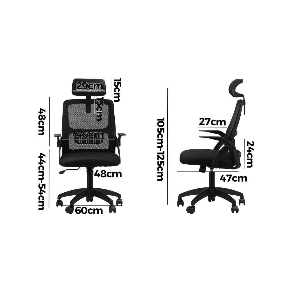 Office Chair with Mesh Headrest Backrest Black