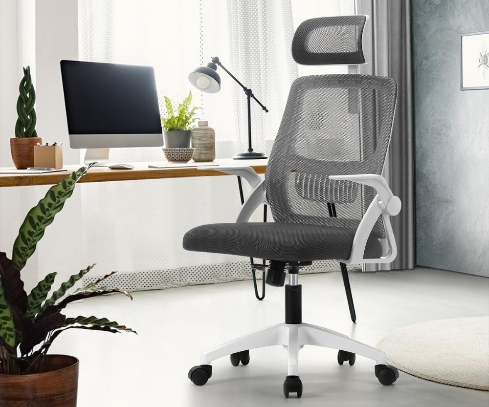 Ergonomic Office Chair Back Support Dark Grey&White