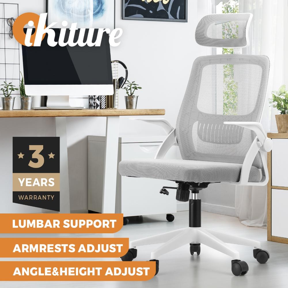 Mesh Office Chair Fabric Seat White