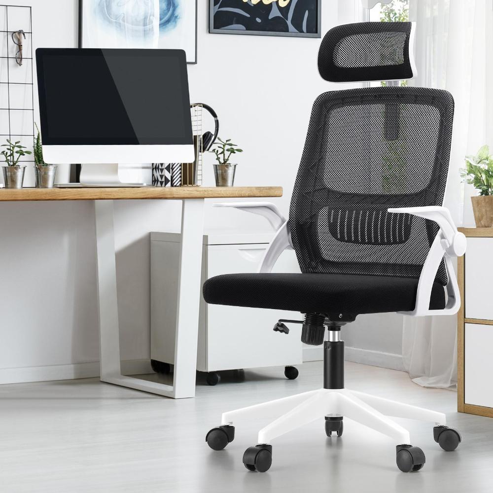 Mesh Office Chair Fabric Seat Black&White