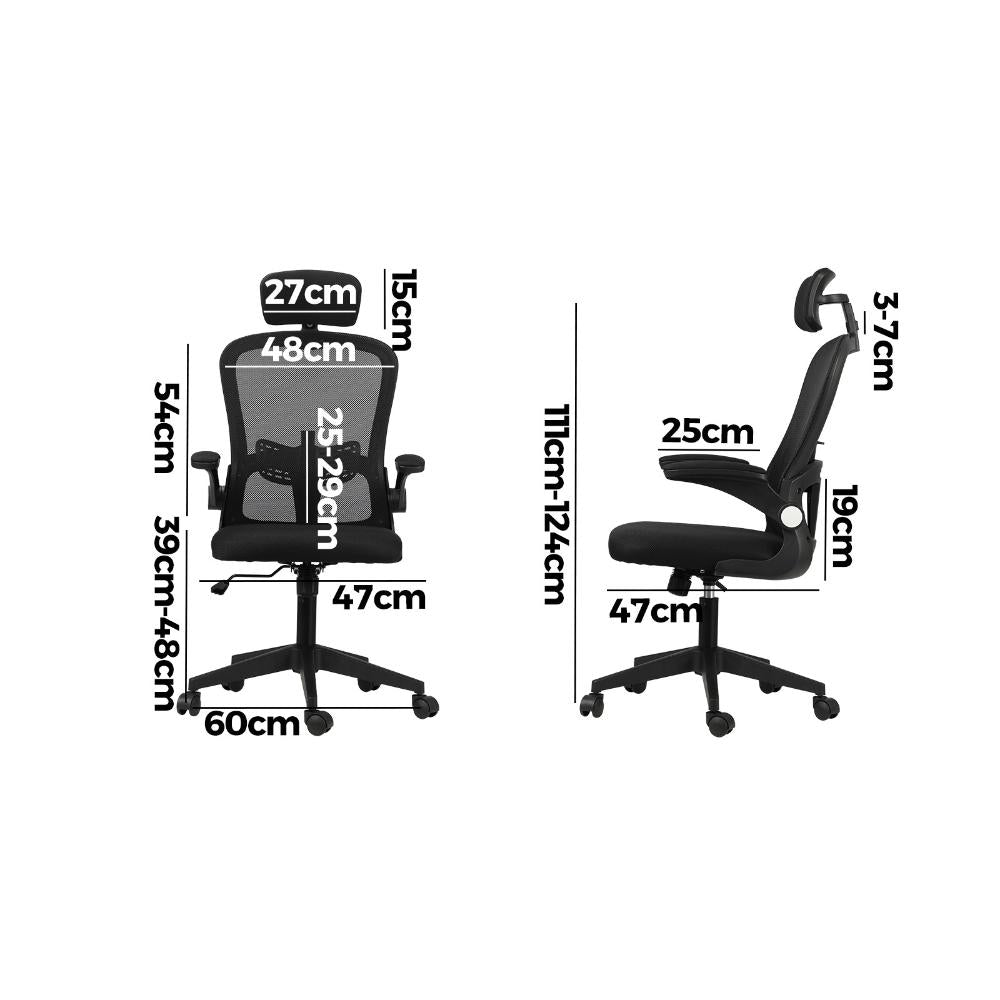 Office Chair with Mesh Padding Headrest Armrest Black