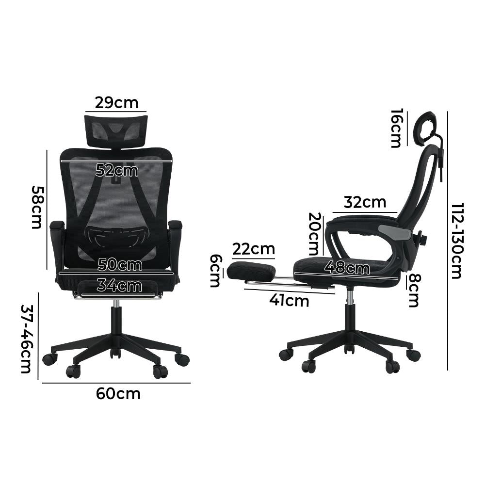 Mesh Office Chair Adjustable Lumbar Support Black