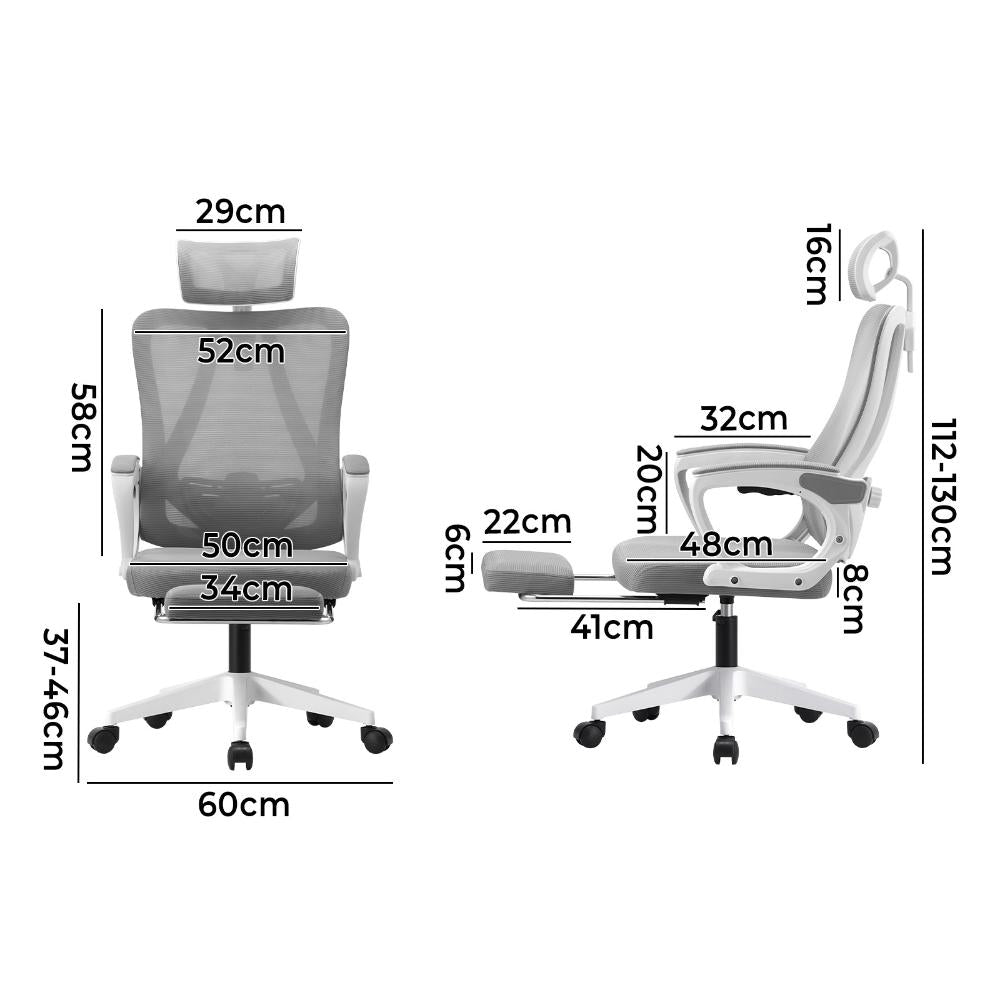 Mesh Office Chair Adjustable Lumbar Support White