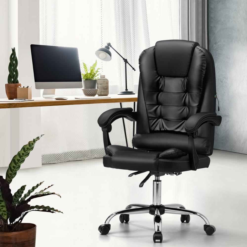 Massage Office Chair Racing Chairs PU Leather Black