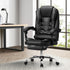 Massage Office Chair PU Leather with Footrest Black