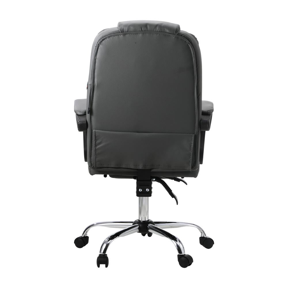Massage Office Chair PU Leather with Footrest Grey