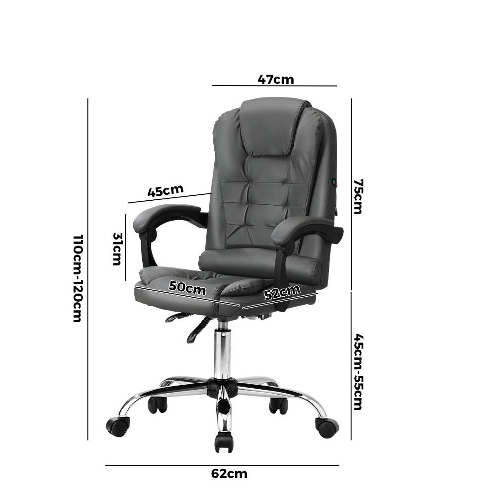 Massage Office Chair Racing Chairs PU Leather Grey