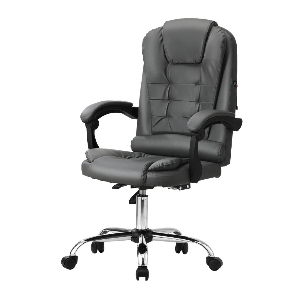 Massage Office Chair Racing Chairs PU Leather Grey