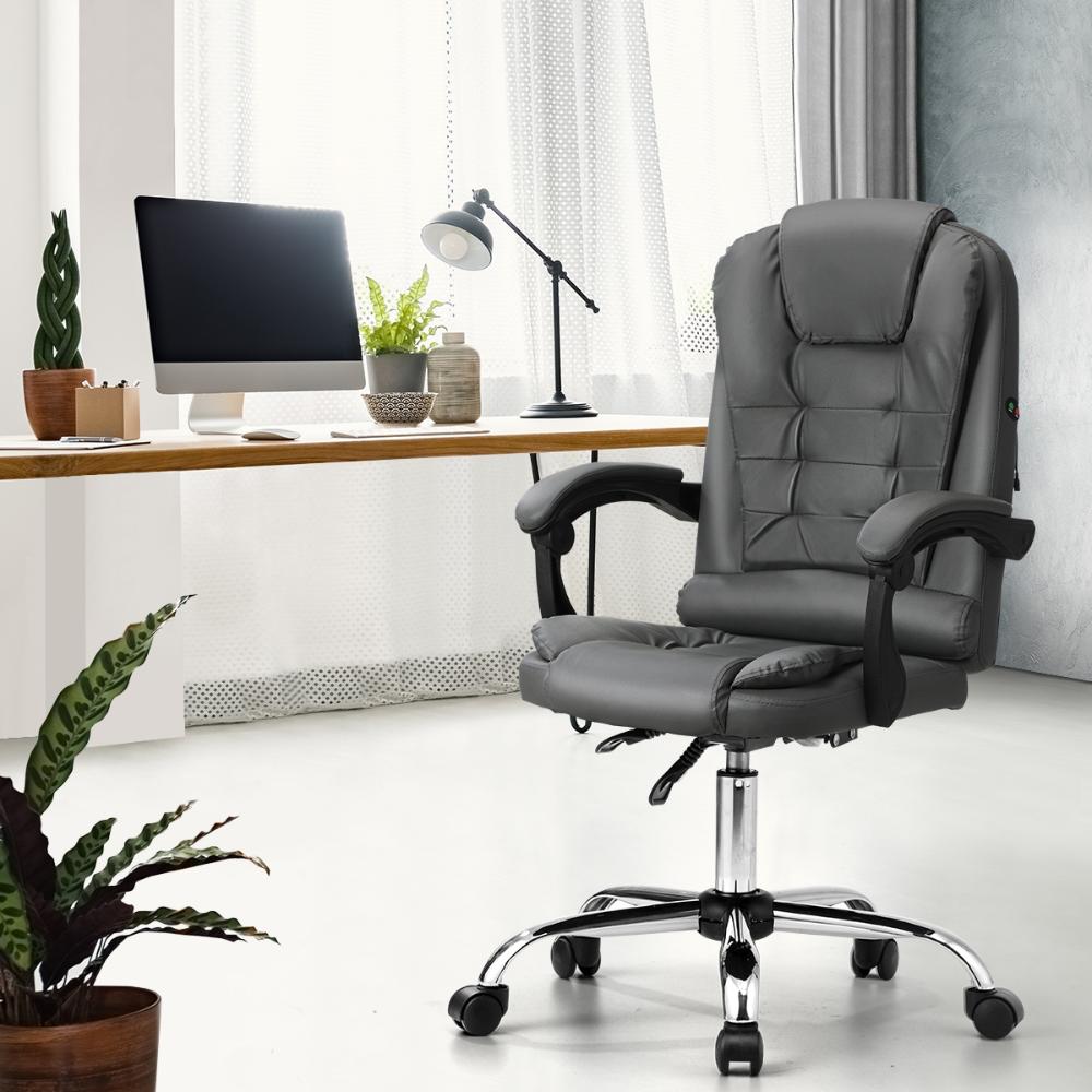 Massage Office Chair Racing Chairs PU Leather Grey