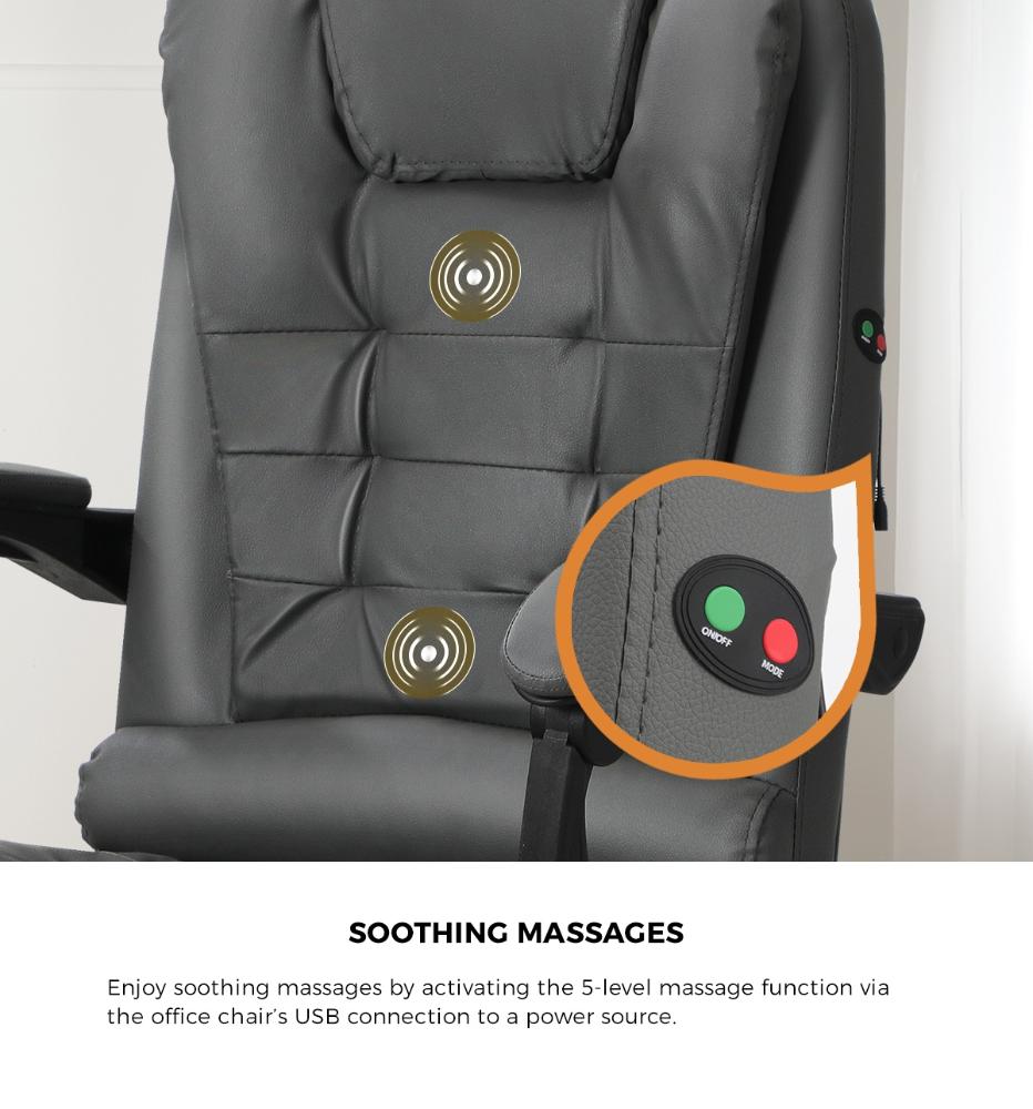 Massage Office Chair Racing Chairs PU Leather Grey
