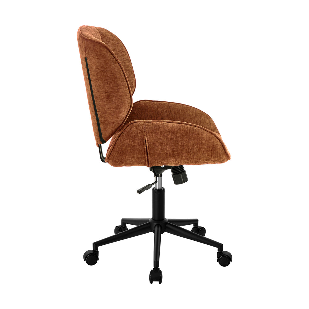 Oikiture Armless Office Chair Mid Back Swivel Chair w/ Wheels Orange