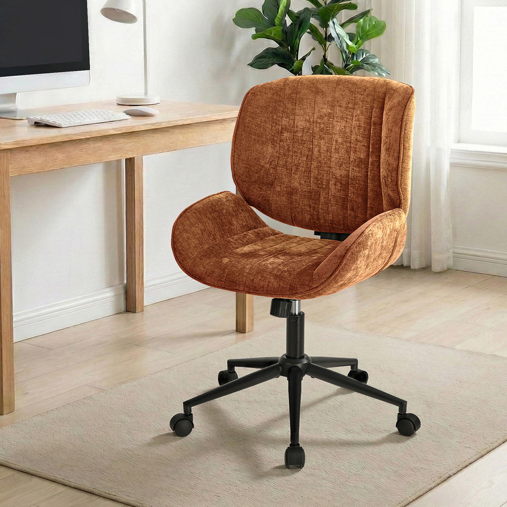 Oikiture Armless Office Chair Mid Back Swivel Chair w/ Wheels Orange
