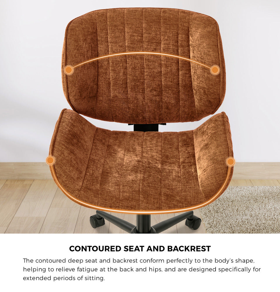Oikiture Armless Office Chair Mid Back Swivel Chair w/ Wheels Orange