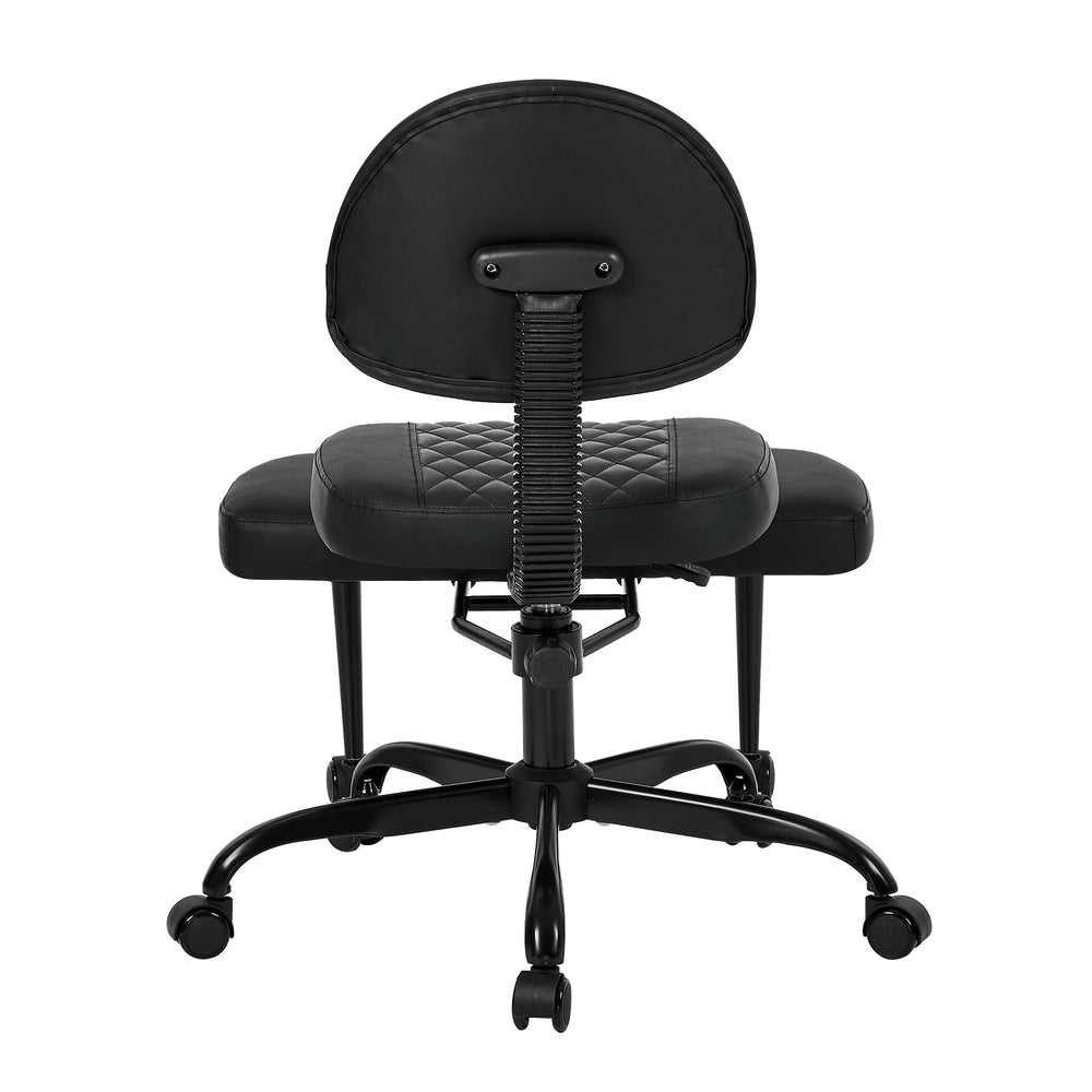 Oikiture Cross Legged Office Chair with Wheels Adjustable Height Black