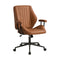 Oikiture Office Chair Mid Back Swivel Desk Chair Padded Arms Brown