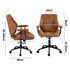 Oikiture Office Chair Mid Back Swivel Desk Chair Padded Arms Brown