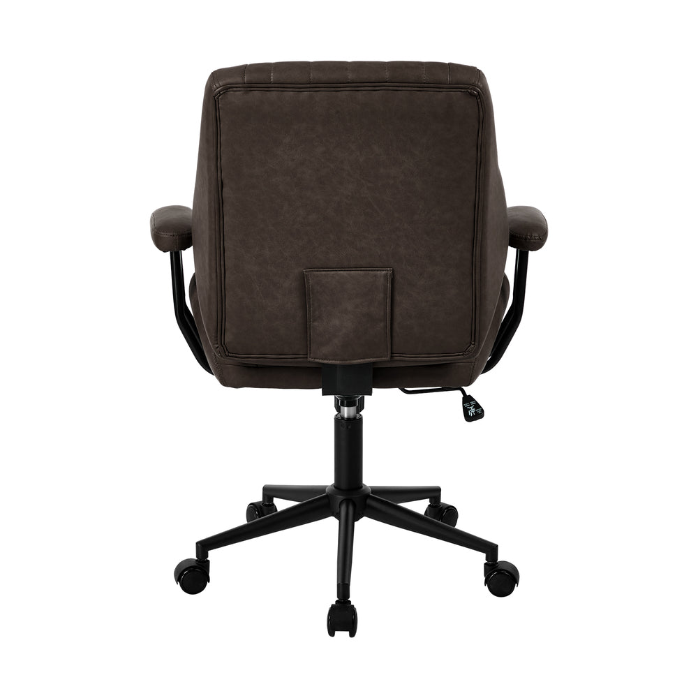 Oikiture Office Chair Mid Back Swivel with Padded Arms Chocolate