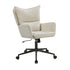 Oikiture Mid Back Swivel Office Chair, Wide Seat Linen Desk Chair, Arms, Beige