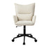 Oikiture Mid Back Swivel Office Chair, Wide Seat Linen Desk Chair, Arms, Beige