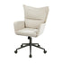 Oikiture Mid Back Swivel Office Chair, Wide Seat Linen Desk Chair, Arms, Beige