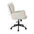 Oikiture Mid Back Swivel Office Chair, Wide Seat Linen Desk Chair, Arms, Beige