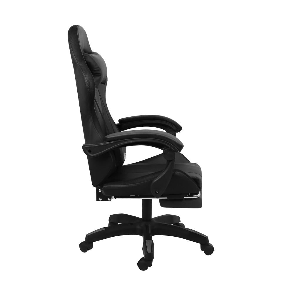 Racing Gaming Chair 7 RGB LED 8 Points Massage Black