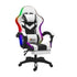 Racing Gaming Chair 7 RGB LED 8 Points Massage Black&White