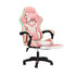 Racing Gaming Chair 7 RGB LED 8 Points Massage Pink&White