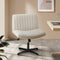 Oikiture Mid Back Armless Office Chair Wide Seat Beige