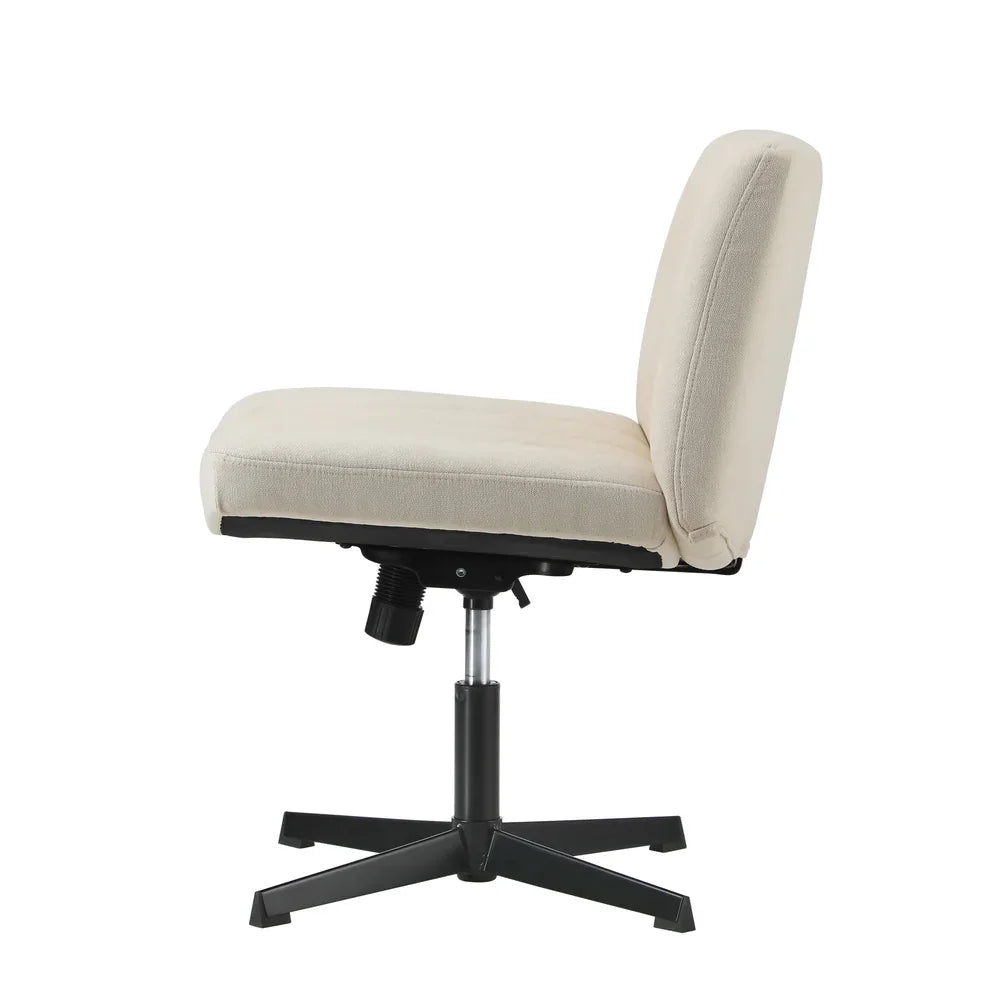 Oikiture Mid Back Armless Office Chair Wide Seat Beige
