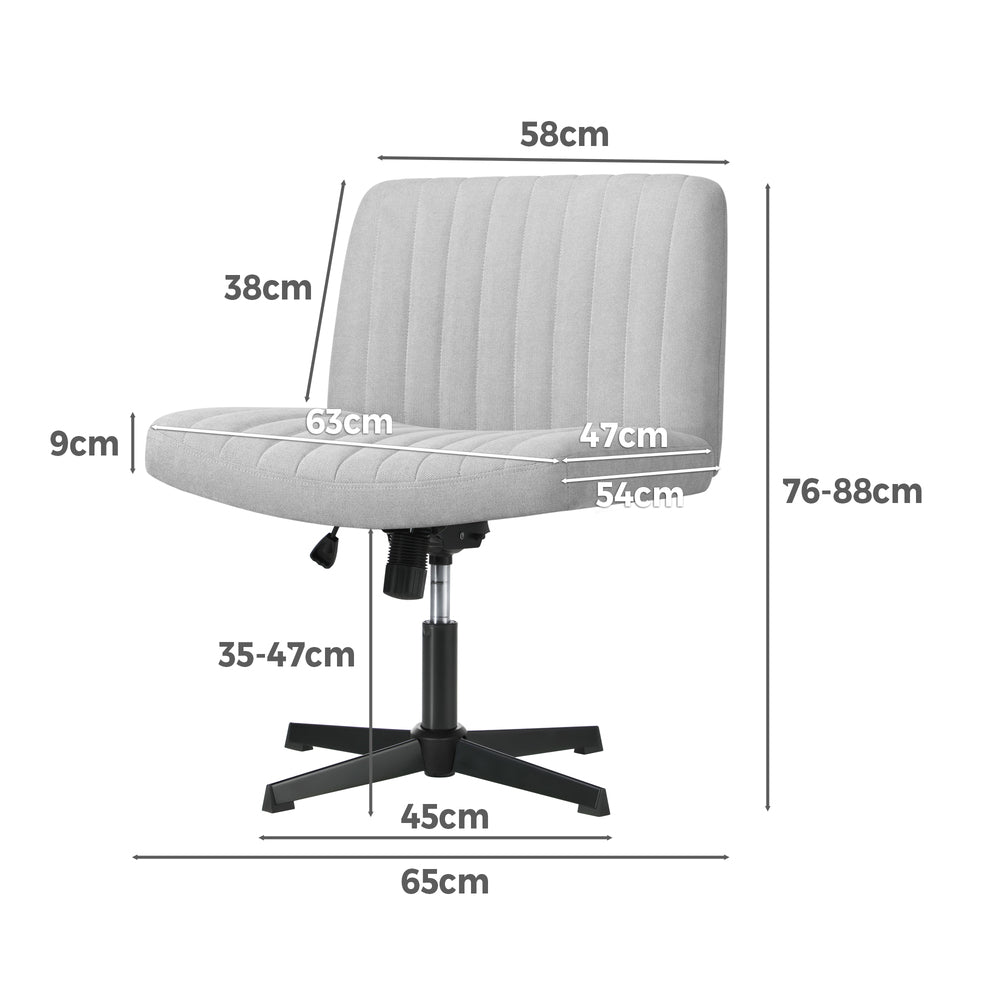 Mid Back Armless Office Chair Adjustable Wide Seat Grey