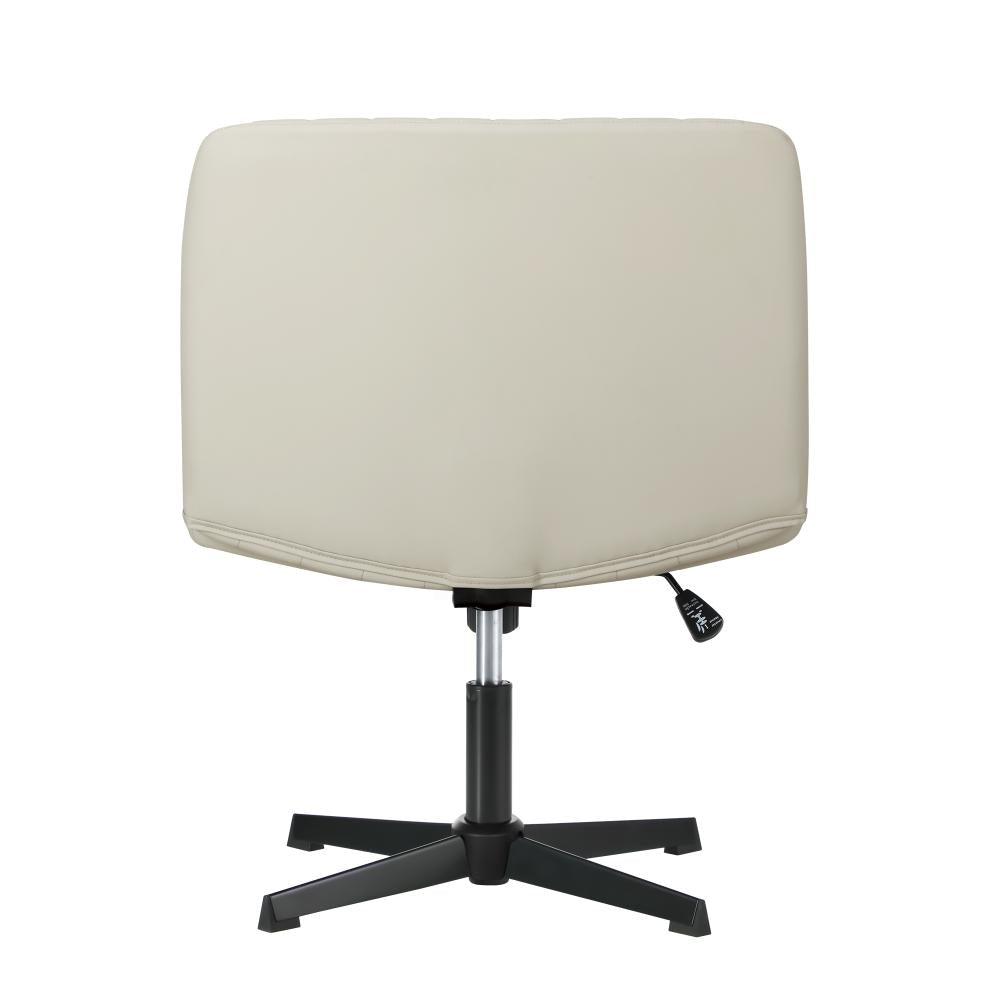 Mid Back Office Chair Wide Seat PU Leather Beige