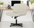 Mid Back Office Chair Wide Seat PU Leather Beige