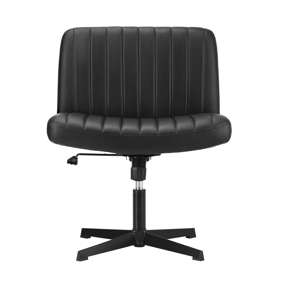 Mid Back Armless Office Chair PU Leather Black