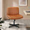 Brown PU Leather Mid Back Office Chair Wide Seat Adjustable Swivel Desk Chair