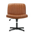 Mid Back Office Chair Wide Seat PU Leather Brown