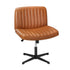 Mid Back Office Chair Wide Seat PU Leather Brown