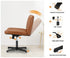 Mid Back Office Chair Wide Seat PU Leather Brown