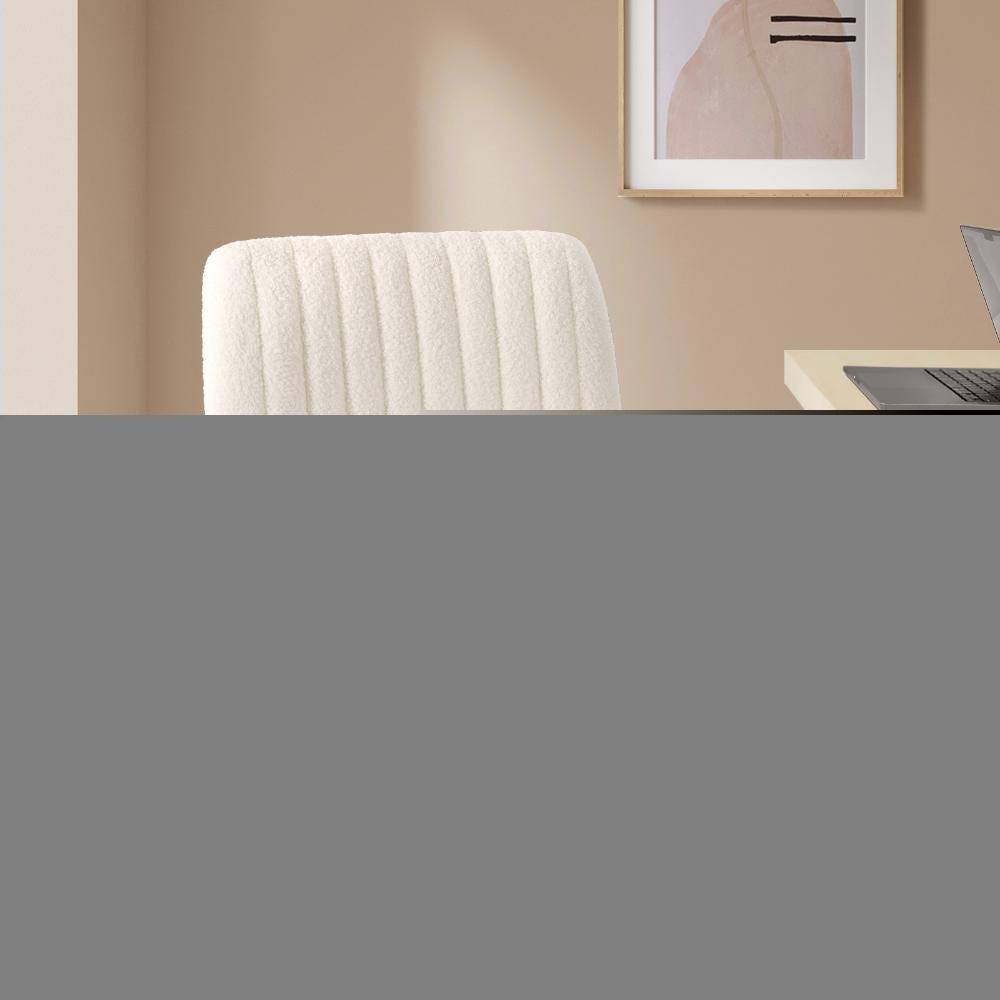 Mid Back Office Chair Wide Seat Sherpa White