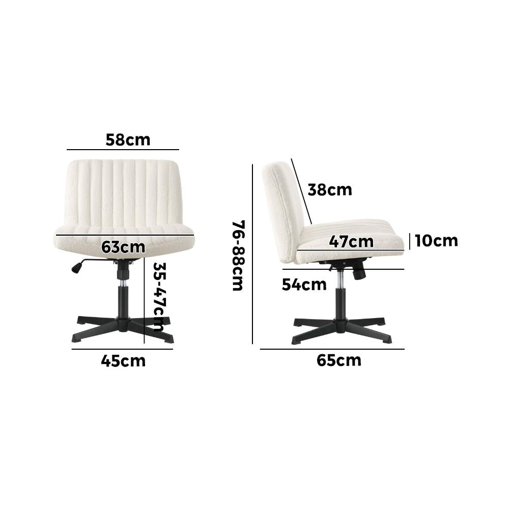 Mid Back Office Chair Wide Seat Sherpa White