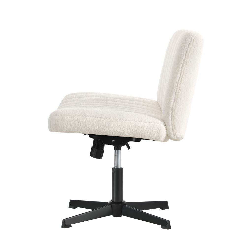 Mid Back Office Chair Wide Seat Sherpa White