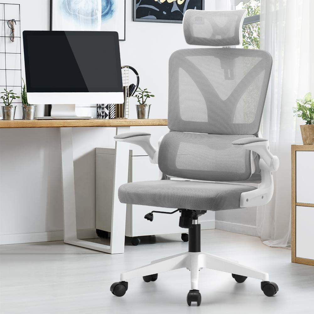 Mesh Office Chair D-Shape Back Support White