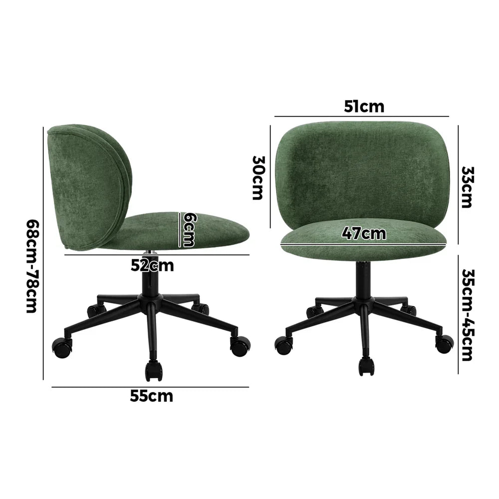 Office Chair Armless Mid Back Swivel Ergonomic Chair Green