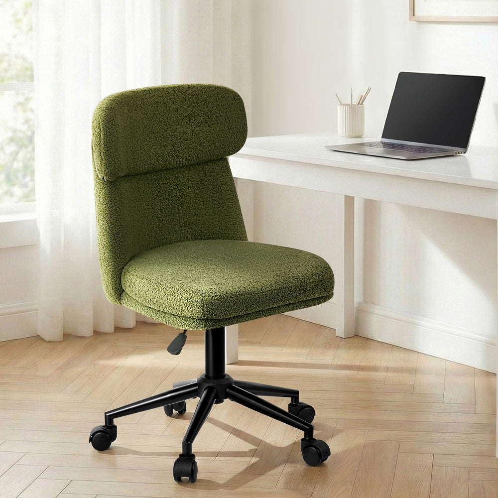Armless Office Chair Mid Back Computer Chair Wheels Green