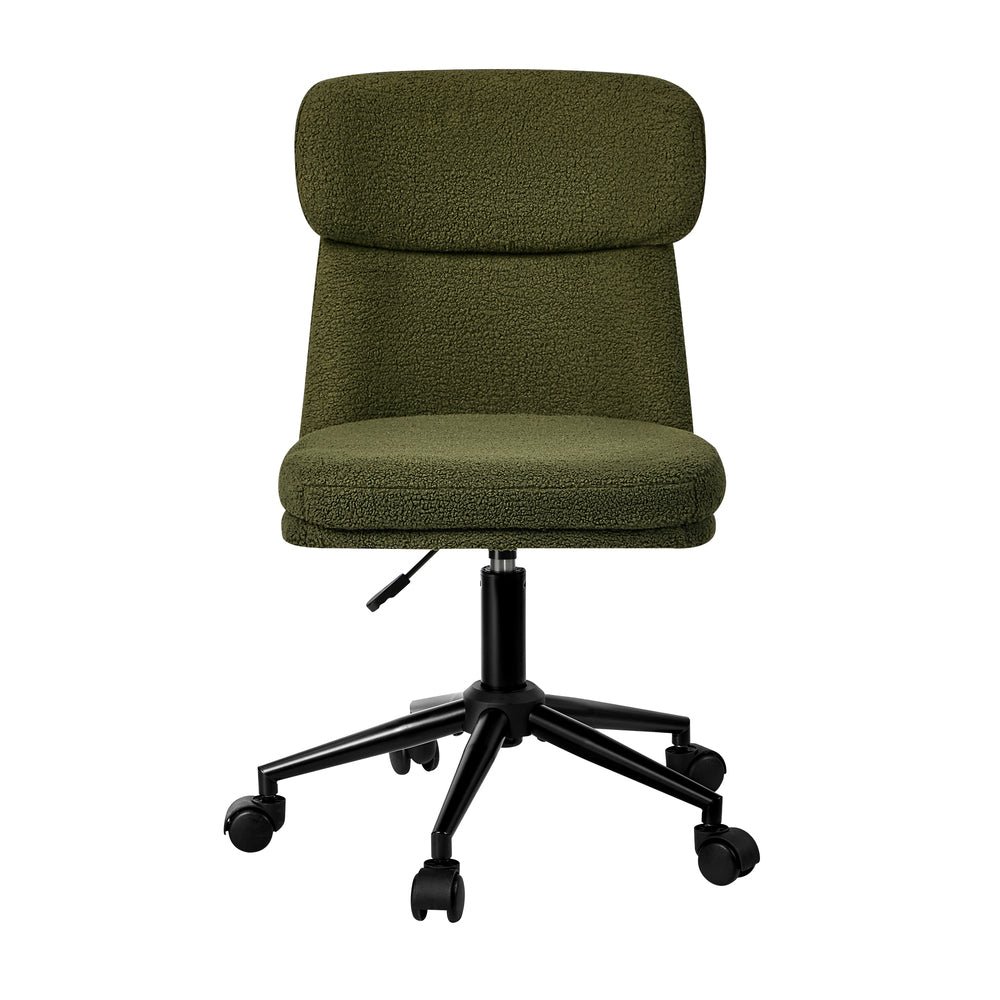 Armless Office Chair Mid Back Computer Chair Wheels Green