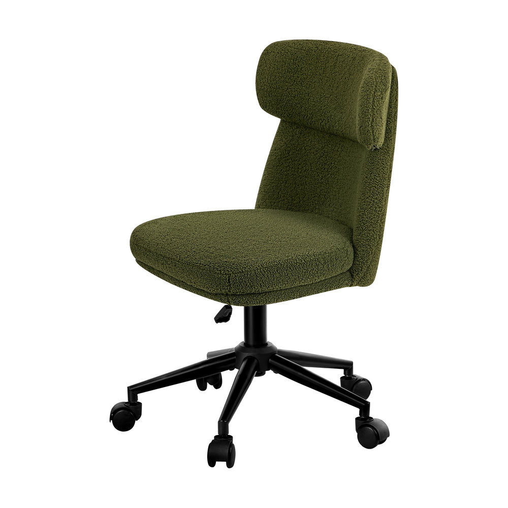 Armless Office Chair Mid Back Computer Chair Wheels Green